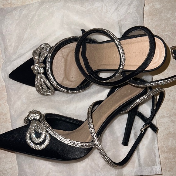 Billini elope black satin micro crystal double bow high heels - Picture 5 of 6